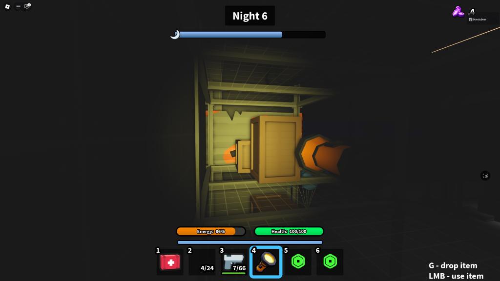 Survive Overnight in a Mega Store player has set up a barricade during the night