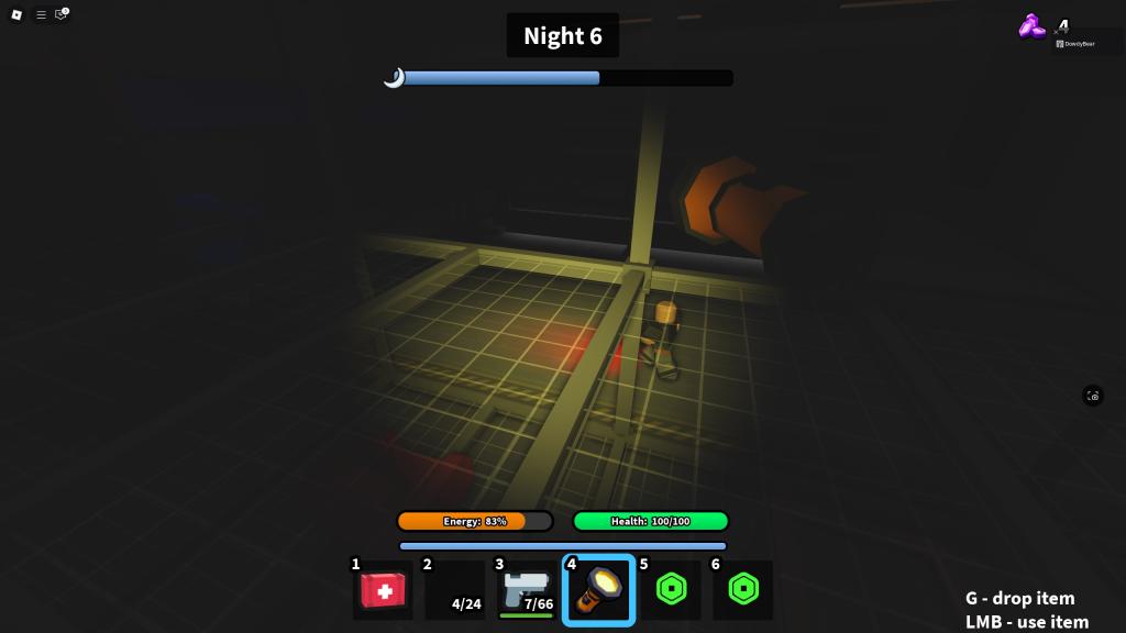 Survive Overnight in a Mega Store player is looking at a patrolling enemy