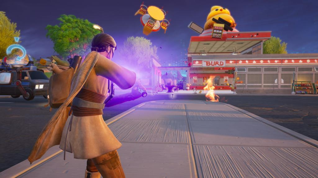 Using Mace Windu's Force Pull ability in Fortnite